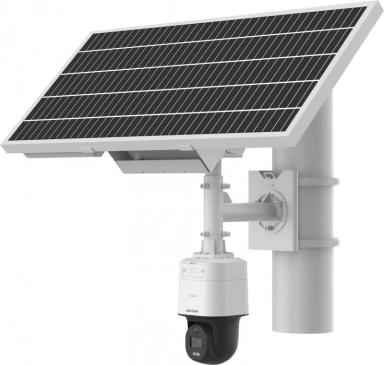 Cameră IP rotativă 4G cu iluminare de fundal LED de până la 30 m și alimentată de baterie solară Hikvision DS-2XS3Q47G1-LDH/4G/C18S40