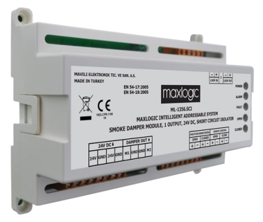 ML-1358 Модуль дымовой заслонки Maxlogic с интеллектуальной адресной системой, 1 выход, 230 В переменного тока.